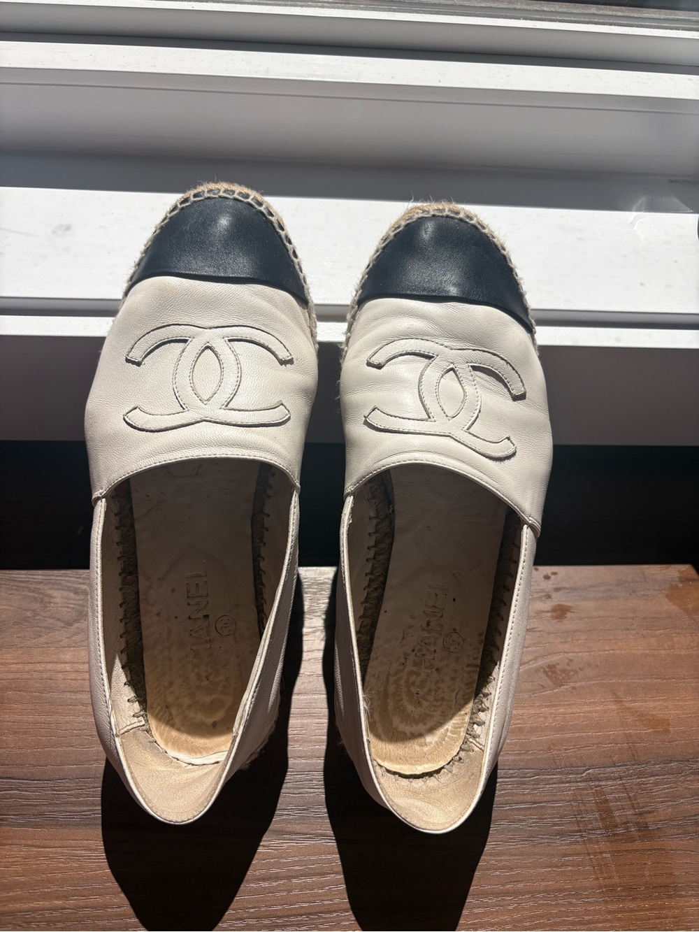 Chanel Espadrilles with box, bag, and receipt